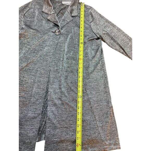 Chicos Women's Long Layering Grey Knit Jacket Size 2 Polyester Spandex Blend Wi - Picture 12 of 13